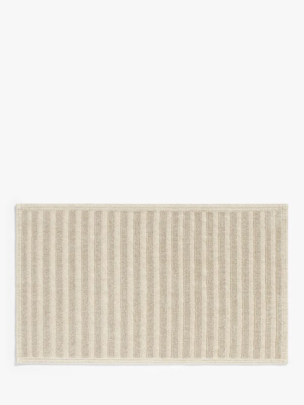 John Lewis Linen Blend Stripe Bath Mat, Natural