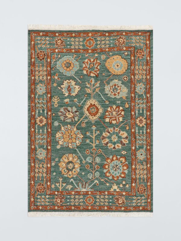 John Lewis Sumak Suzani Hand Knotted Floral Wool Rich Rug, Peacock/Multi, L300 x W200cm