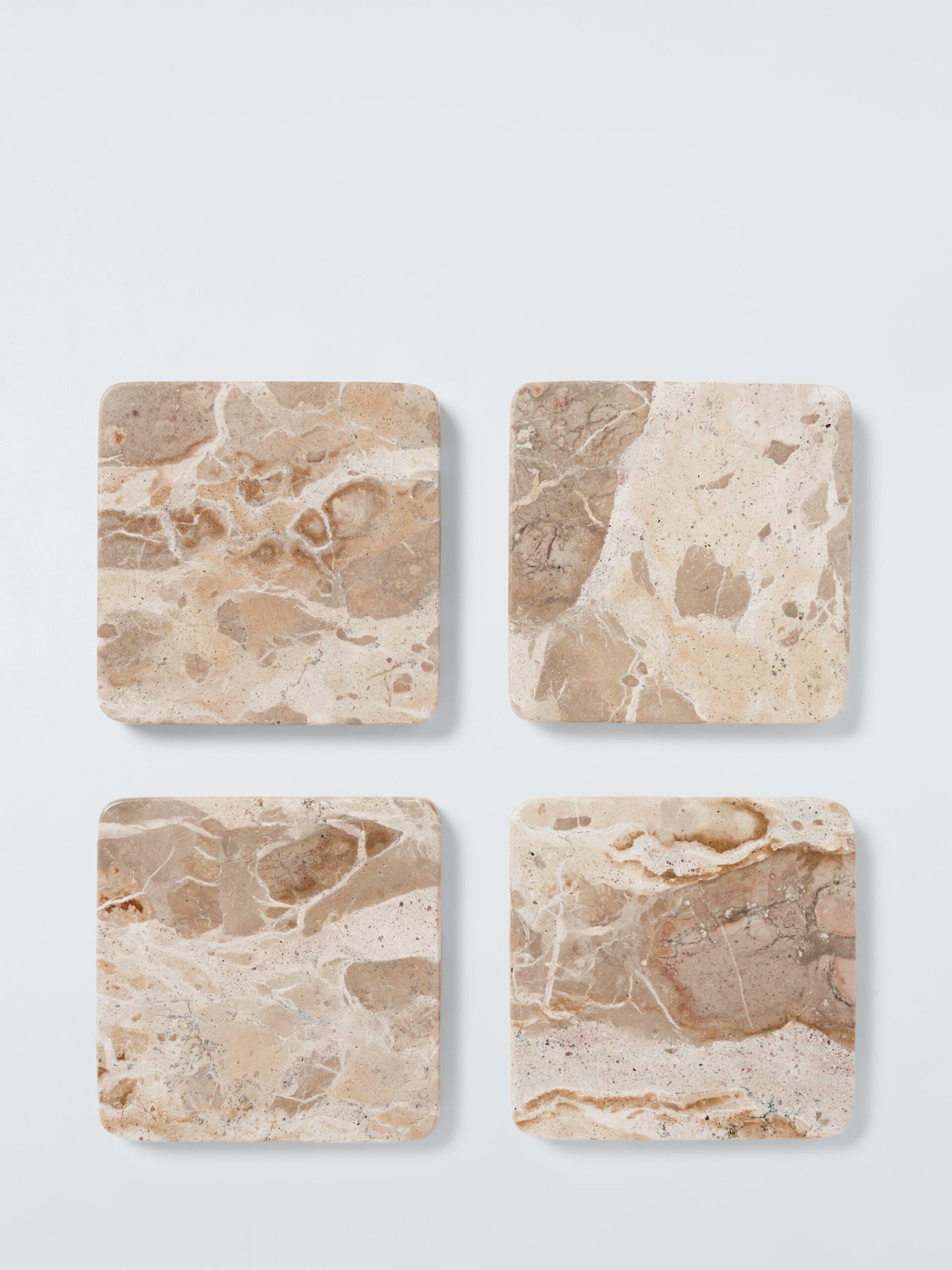John Lewis Fossil Beige Marble Square Coaster, Set of 4, Natural