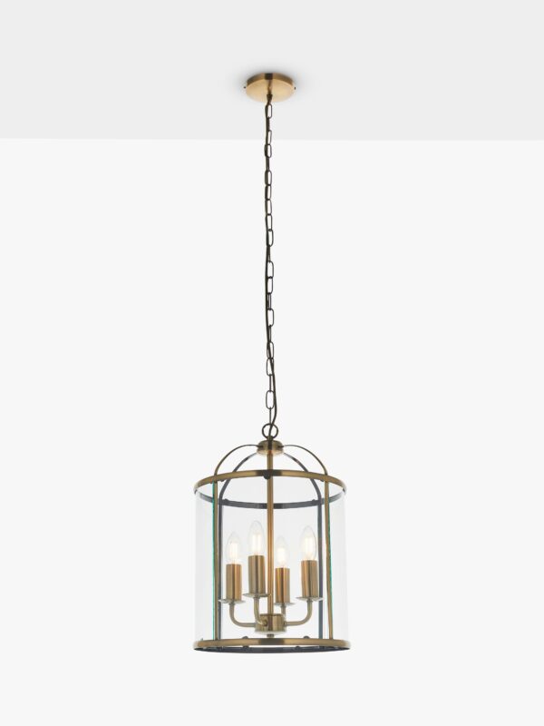 Bay Lighting Stockwell 4 Lamp Glass Pendant Ceiling Light, Metallic Brass