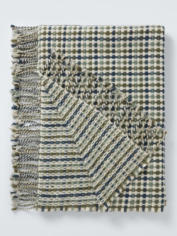John Lewis Check Wool Throw, Multi