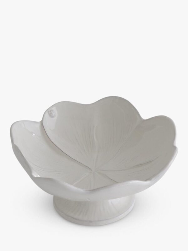 Virginia Casa Clover Footed Earthenware Serving Bowl, 34cm, White