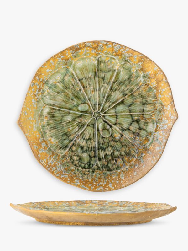 Bloomingville Milani Lemon Reactive Glaze Stoneware Serving Dish, 30cm, Green