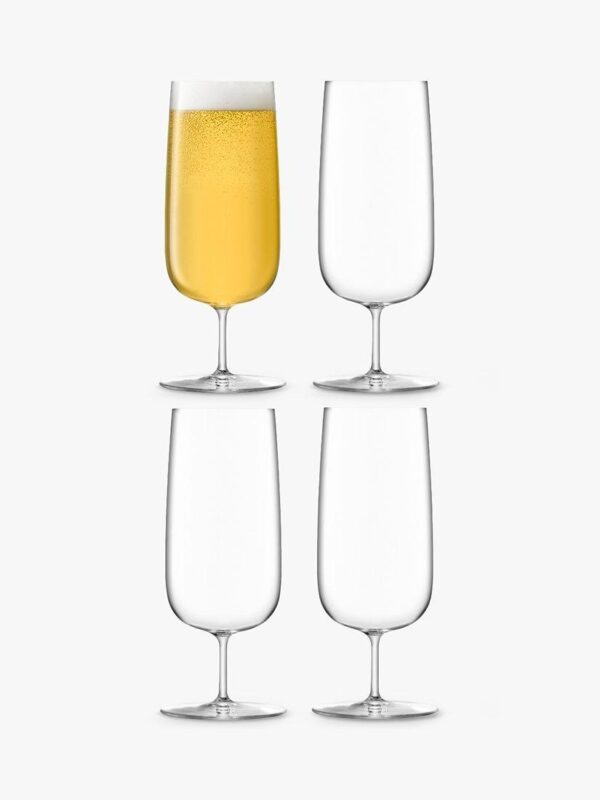 LSA International Borough Pilsner Beer Glasses, Set of 4, 440ml, Clear
