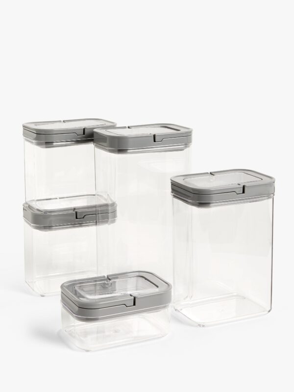 John Lewis Flip Lock Airtight Rectangular Storage Containers, Set of 5